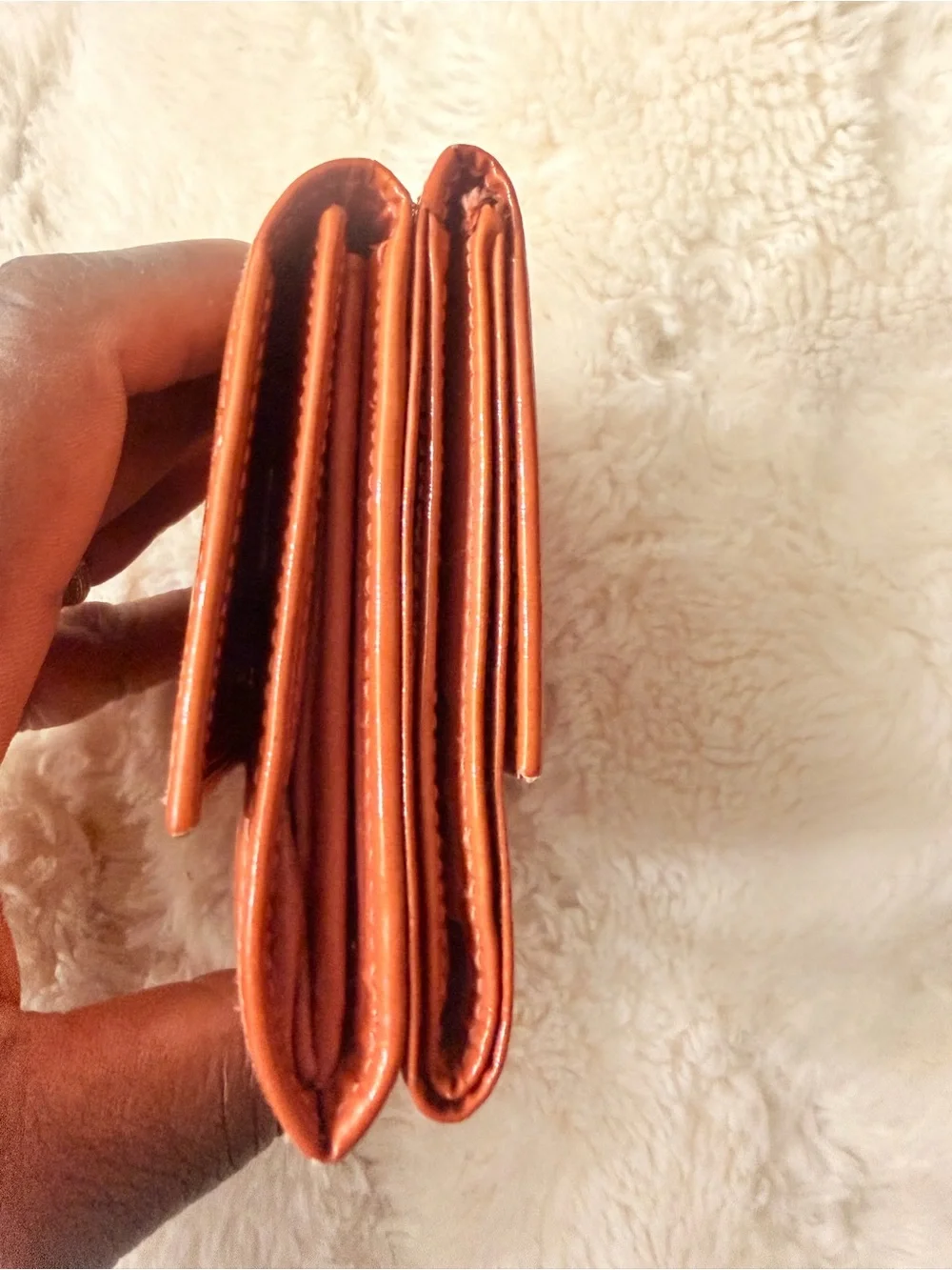 CHANEL Orange Patent Compact CC-Logo Wallet